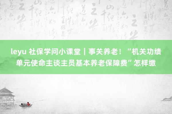 leyu 社保学问小课堂｜事关养老！“机关功绩单元使命主谈主员基本养老保障费”怎样缴