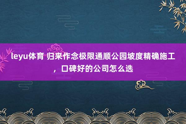 leyu体育 归来作念极限通顺公园坡度精确施工，口碑好的公司怎么选