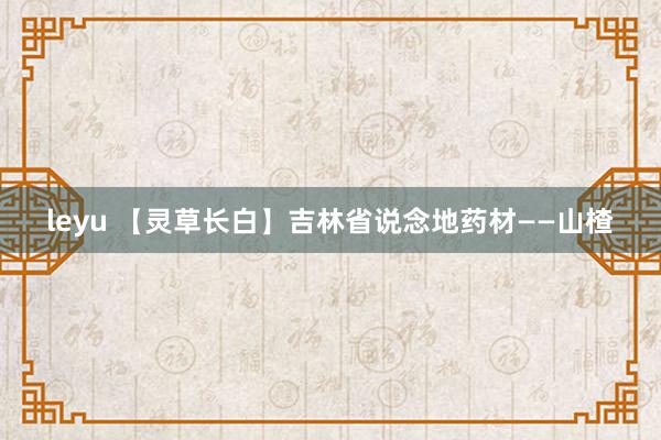 leyu 【灵草长白】吉林省说念地药材——山楂