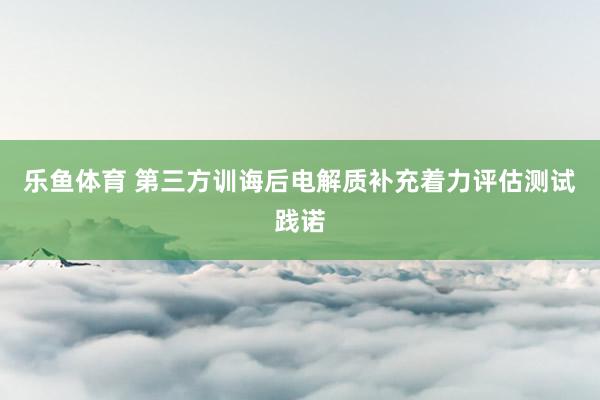 乐鱼体育 第三方训诲后电解质补充着力评估测试践诺