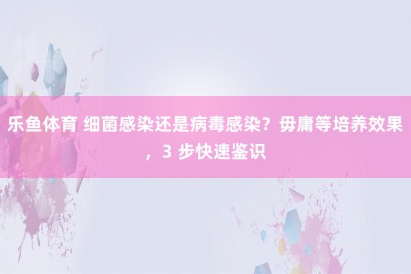 乐鱼体育 细菌感染还是病毒感染？毋庸等培养效果，3 步快速鉴识